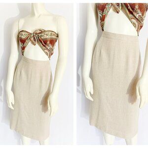 Vintage Sandy Tan Midi Skirt / size Small - Medium